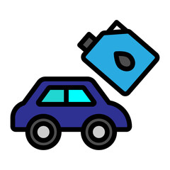Car and Oil Can Vector Filled Icon Design