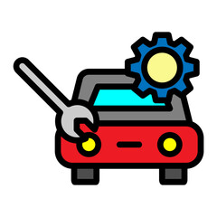 Auto Repair Shop Vector Filled Icon Design
