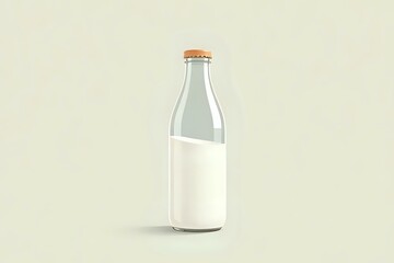 illustration vectorielle d'une bouteille en verre remplie de lait frais