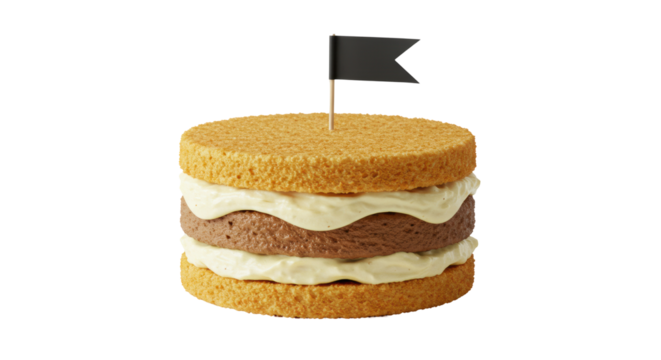 Isolated Layered Cake with Flag