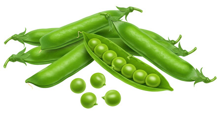 Isolated Green Peas in Pod