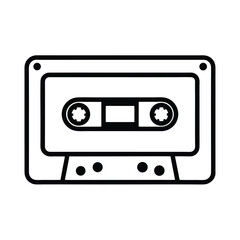 Cassette Tape Outline Vector on White Background