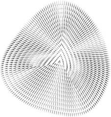 Mesh with continuous undulating motion forms a dynamic organic structure and distorted wave texture.