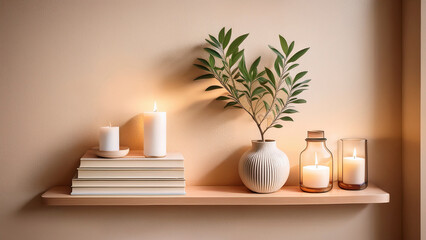 Floating Shelf with Minimal Decor and Soft Backlight