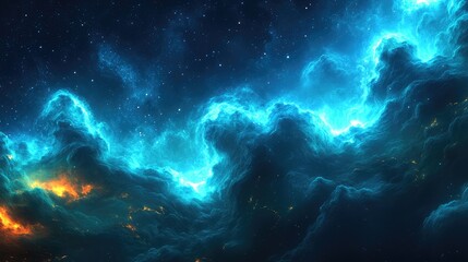 Cosmic nebulae, vibrant swirling colors in deep space