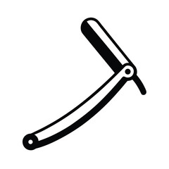 Straight Razor Outline Vector on White Background