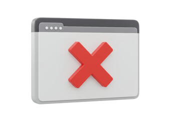 Obraz premium Isolated Red X Mark Displayed on Browser Window