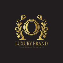 Luxury Laurel Wreath Letter Logo Design with Hexagon Frame for Sophisticated Branding