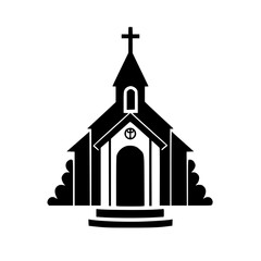 Simple Black & White Church Silhouette: Faith, Religion, and Community