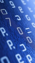 Close-up of a dark-blue surface with numbers and symbols