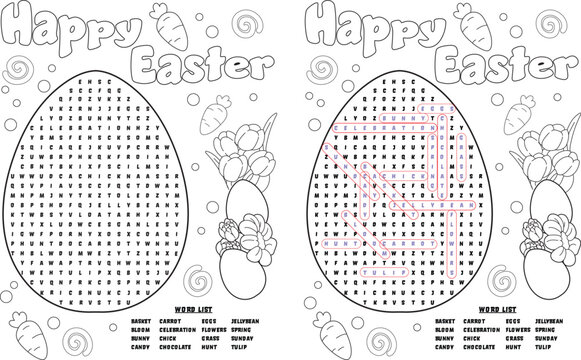 Easter themed crossword puzzle with answer key