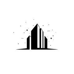 Obraz premium Abstract Cityscape Logo with Stars - Minimalist & Modern Design