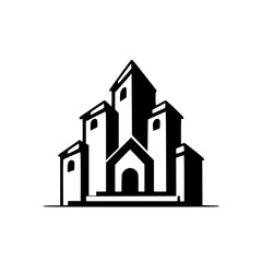 Minimalist Black & White Church Logo, Architectural Icon