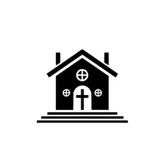 Black Church Icon: Minimalist Vector Design on White Background