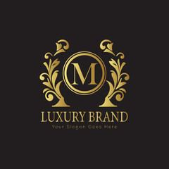 Luxury Laurel Wreath Letter Logo Design with Hexagon Frame for Sophisticated Branding