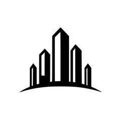 Minimalist Cityscape Logo, Black & White, Geometric Modern Design