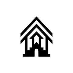 Minimalist Abstract House Logo: Black & White Geometric Design
