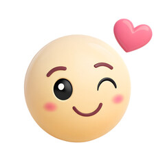 Fototapeta premium 3D icon, Flirty Emoticon with Heart Floating Around