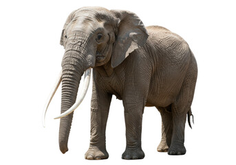 Fototapeta premium Isolated African Elephant Powerful Tusks Stately Beast