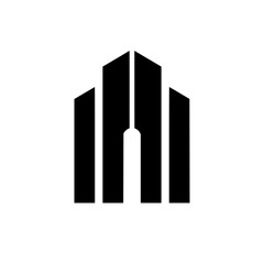 Minimalist Architectural Silhouette Logo Design - Modern Black & White Icon