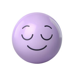 Fototapeta premium 3D icon, A pale lavender emoticon with calm, relaxed eyes and a small, peaceful smile