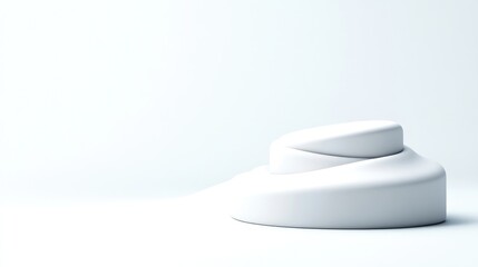 Abstract White Platform Minimalist Design High-Resolution Rendering Low Angle View Smooth Curves Product Display Scene Neutral White Background Perfect for Mockups