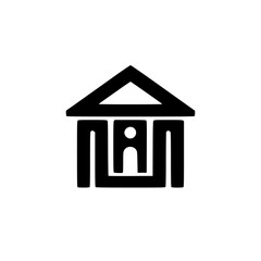 Minimalist Geometric House Logo Design with Hidden Person