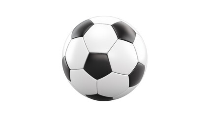 A close up shot of a soccer ball with black and white panels against a black background
