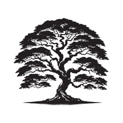 Japanese Maple Vector Silhouette - Minimalist Japanese Tree Art - Tree Design - Japanese Tree Illustration.