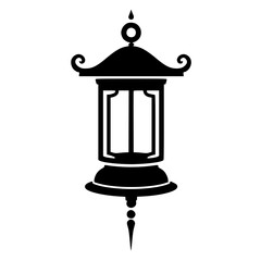 Minimalist Japanese Lantern Silhouette on White Background