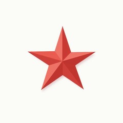 Obraz premium Simple red five-pointed star centered on white background, minimalistic and bold flat design.