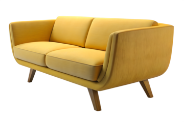yellow sofa with wooden legs