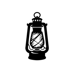 Silhouette of a Vintage Lantern: Illustration for Design, Adventure & Outdoors.