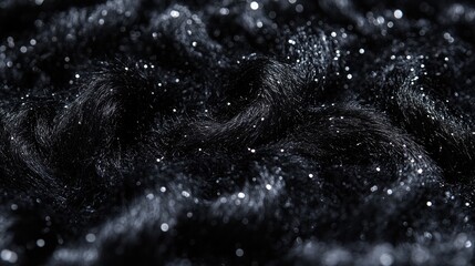 Textured black fabric with glittering specks