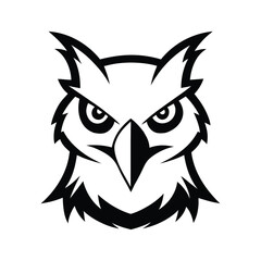 Black and white harpy eagle head with fierce expression.eps