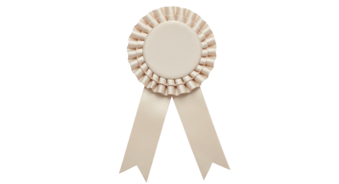 Isolated Beige Rosette Ribbon