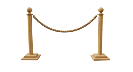 Isolated Wooden stanchions with rope