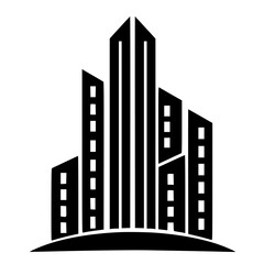 Fototapeta premium Modern Abstract Cityscape Silhouette Logo - Real Estate, Architecture