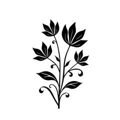 Elegant Black and White Floral Silhouette: Nature Design Element