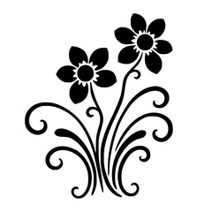 Elegant Black and White Floral Design, Decorative Vector
