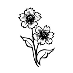 Black and White Floral Vector Illustration, Simple and Elegant Design