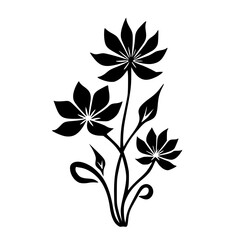 Elegant Black Flower Silhouette Vector on White Background