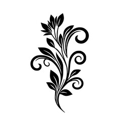 Elegant Black Floral Ornament on White Background