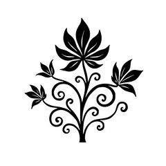 Elegant Black and White Floral Design: Decorative Vector Art