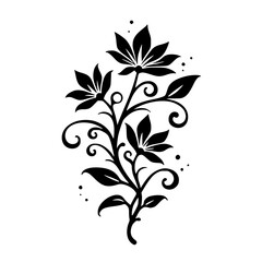 Obraz premium Elegant Black Floral Silhouette on White Background