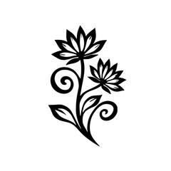 Elegant Black & White Floral Vector Illustration