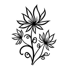 Elegant Floral Line Art: Black and White Botanical Illustration