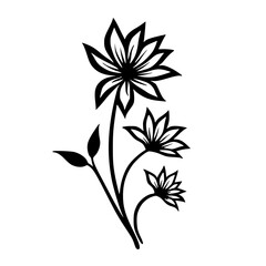 Elegant Black Floral Silhouette on White Background