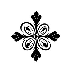 Black Floral Symmetry Design on White Background