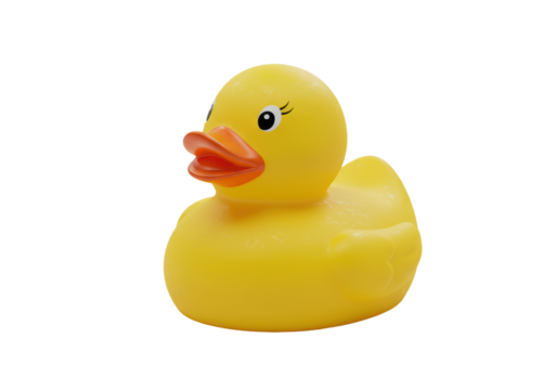 Isolated Yellow Rubber Ducky Ready for Bath Time